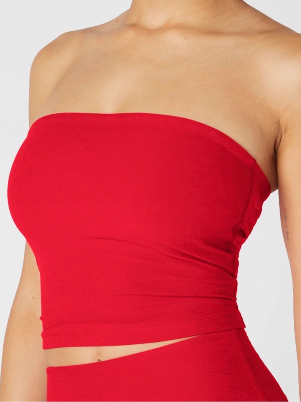 Beyond Yoga Spacedye Strapless Top Candy Apple RedTube Top Shelf Bra Comfy L
